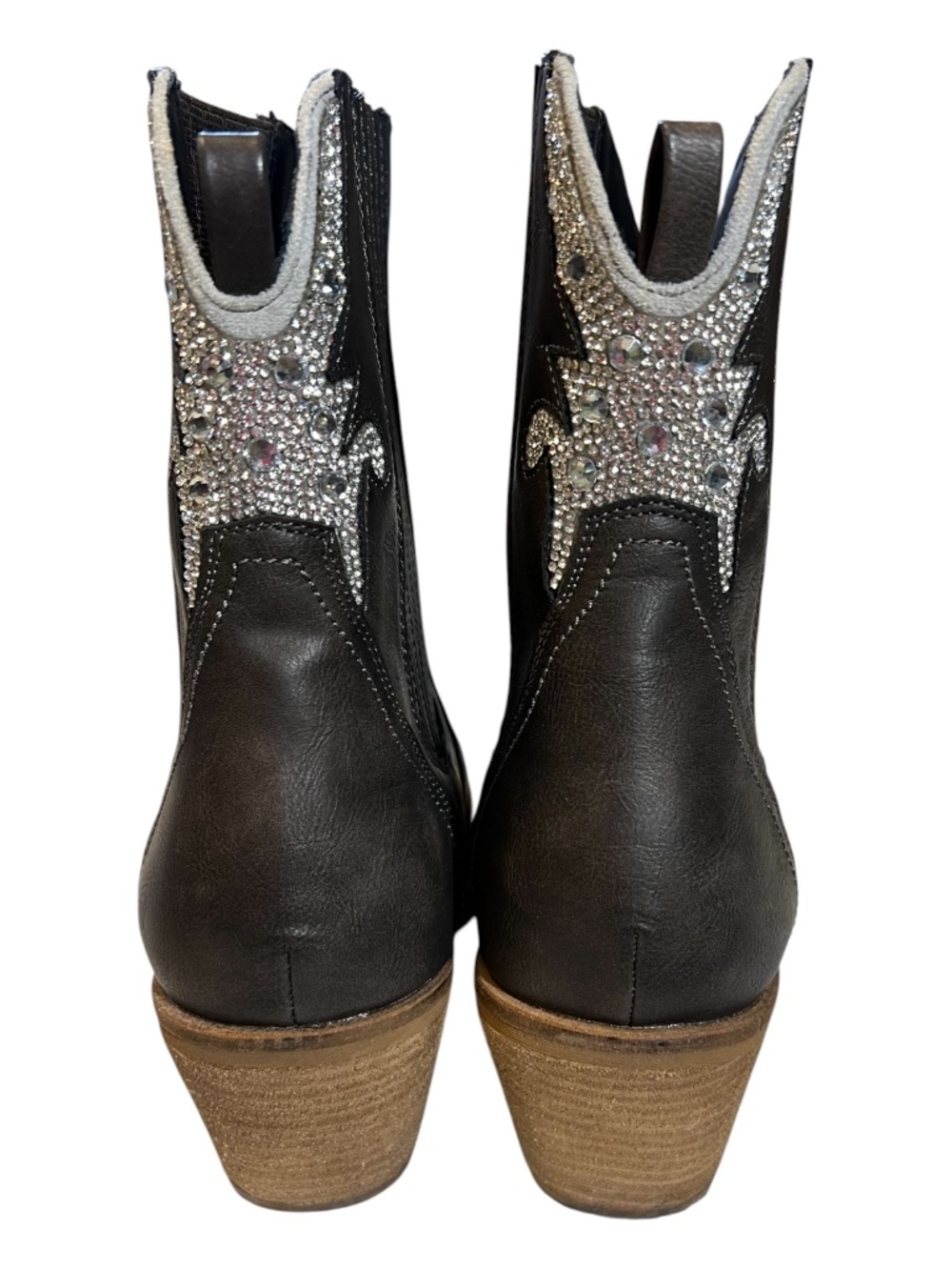 EUC Beast Fashion Black Rhinestone Cowgirl Boots Western Glam | Size 9 - Picture 5 of 8